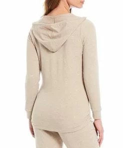 Barefoot Dreams Gifts For Her Luxe Lounge Scrunch Hoodie (Heathered Oatmeal)
