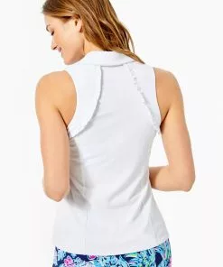 Lilly Pulitzer UPF 50+ Luxletic Martina Polo Top (Resort White)