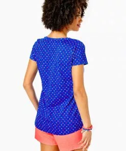 Lilly Pulitzer Etta V-Neck (Borealis Blue Lilly Squared)