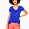 Lilly Pulitzer Etta V-Neck (Borealis Blue Lilly Squared)