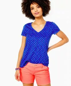 Lilly Pulitzer Etta V-Neck (Borealis Blue Lilly Squared)