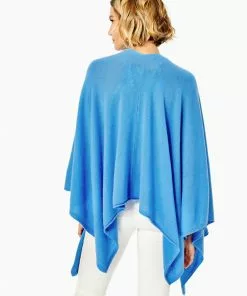 Lilly Pulitzer Terri Cashmere Wrap (Heathered Blue Thistle) Outerwear
