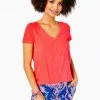 Lilly Pulitzer Tops Etta V-Neck Top (Spicy Coral)