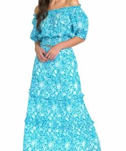 Olivia James The Label Tops Gia Top (Mini Garden Floral Aqua)