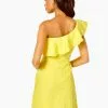 Lilly Pulitzer Kipton One-Shoulder Romper (Calla Yellow Pineapple Pucker Jacquard) Dresses 2 Lilly Pulitzer Kipton One-Shoulder Romper (Calla Yellow Pineapple Pucker Jacquard) Dresses