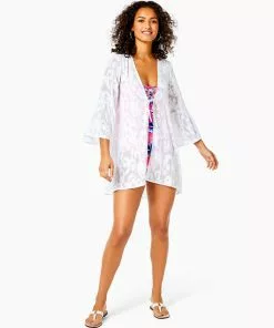 Lilly Pulitzer Swim Motley Coverup (White Poly Crepe Swirl Clip)