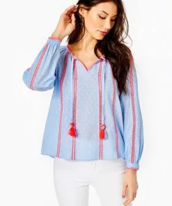Lilly Pulitzer Tops Mardi Chambray Top (Blue Peri)