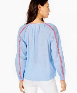 Lilly Pulitzer Tops Mardi Chambray Top (Blue Peri)
