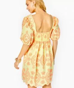 Lilly Pulitzer Dresses Sarafina Short Sleeve (Calla Yellow)