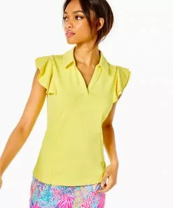Lilly Pulitzer Tops Caddie Polo UPF 50 (Calla Yellow)