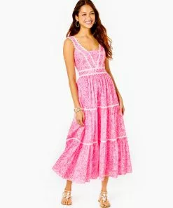 Lilly Pulitzer Dresses Pollie Cotton Midi Dress (Pink Shandy)
