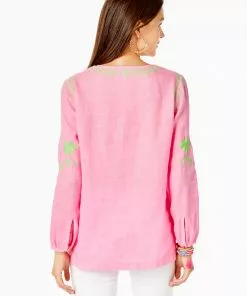 Lilly Pulitzer Coby Linen Tunic Top (Pink Shandy)