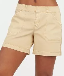 SPANX 6" Stretch Twill Shorts (Almond) Bottoms