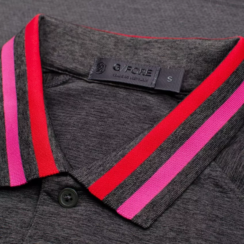 G/Fore Tops Variegated Raglan Stripe Polo (CHGR) 5 G/Fore Tops Variegated Raglan Stripe Polo (CHGR)