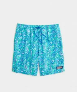 Vineyard Vines 7" Printed Chappy Trunks (Seahorse Aqua) Swim