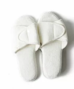 Barefoot Dreams Cozy Terry Spa Slippers (Pearl/Pearl) Medium
