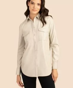 Trina Turk Tops Casino Shirt (Oyster)