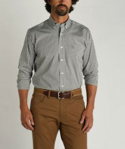 Duckhead Walton Performance Gingham Shirt (Steel Grey) Tops