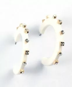 Smith & Co. City Girl Jewel Hoop (Stark White) Small Jewelry