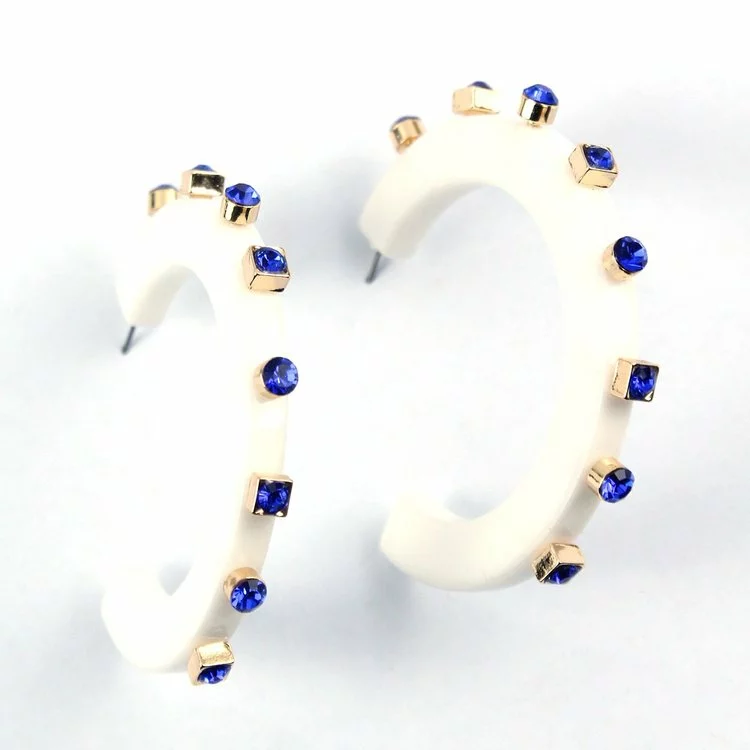 Smith & Co. Jewelry City Girl Jewel Hoop (White/Sapphire) Small 3 Smith & Co. Jewelry City Girl Jewel Hoop (White/Sapphire) Small