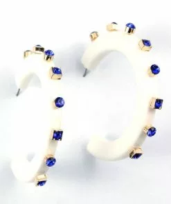 Smith & Co. City Girl Jewel Hoop (White/Sapphire) Large