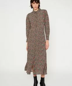 OO Boutique Dresses Lightweight Midi Shirt Dress (Ditsy Floral Print)