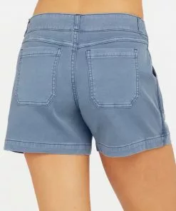 SPANX 4" Stretch Twill Shorts (Slate Blue)