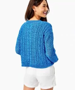 Lilly Pulitzer Tops Maxcy Mix-Stitched Sweater (Ikat Blue)