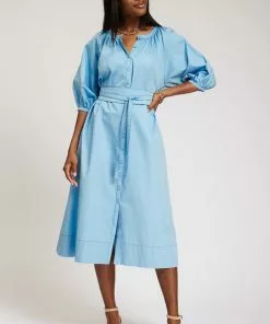 Tyler Boe Genivive Button Down Midi Dress (Coastal Blue) Dresses