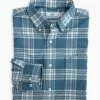 Southern Tide Long Sleeve Flannel Performance Sportshirt (Blue Ivy)