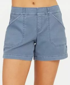 SPANX 4" Stretch Twill Shorts (Slate Blue)