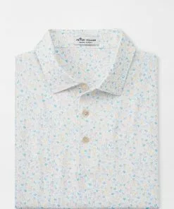 Peter Millar Half & Half Performance Jersey Polo (White) Tops