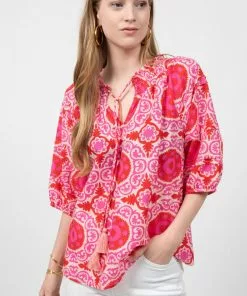 Ivy Jane Tile Print Top (Pink) Tops