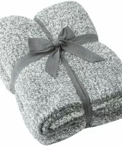 Barefoot Dreams CozyChic Heathered Throw (Dove Grey/White)