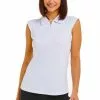 IBKUL Solid Sleeveless Polo (White) Tops