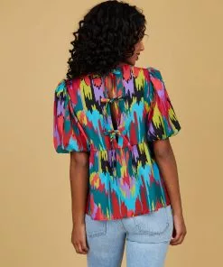 Crosby By Mollie Burch Tops Remi Top (Electric Ikat)