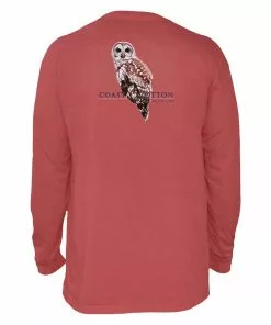 Coastal Cotton Owl Tee (Crimson) Tops
