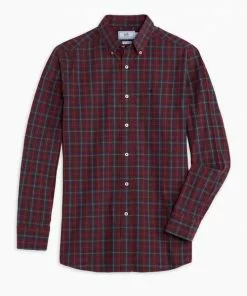 Southern Tide Skipjack Heather Roband Plaid Sport Shirt (Heather Chianti) Tops