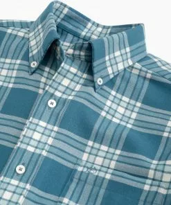 Southern Tide Long Sleeve Flannel Performance Sportshirt (Blue Ivy)