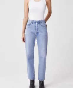 Agolde Bottoms 90's Pinch Waist High-Rise Straight (Soundwave) 7 Agolde Bottoms 90's Pinch Waist High-Rise Straight (Soundwave)