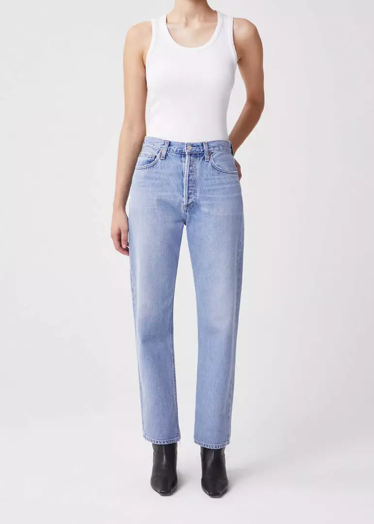 Agolde Bottoms 90's Pinch Waist High-Rise Straight (Soundwave) 5 Agolde Bottoms 90's Pinch Waist High-Rise Straight (Soundwave)