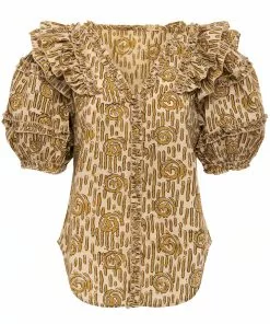 Anna Cate Jolie Blouse (Gold Tribal)