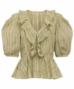 Anna Cate Gabrielle Top (Green Stripe)