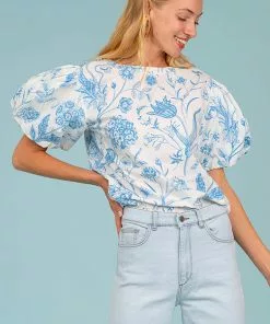 Olivia James The Label Annie Top (Toile Sky) Tops