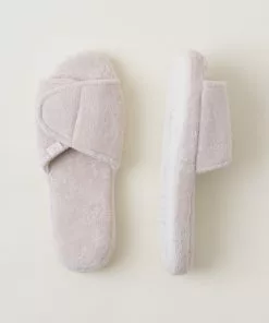 Barefoot Dreams Cozy Terry Spa Slippers (Pearl/Pearl) Medium