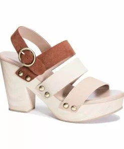 Chinese Laundry Flower Split Suede Heel (Rust/Cream)