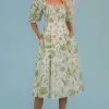 Olivia James The Label Bridget Midi Dress (Toile Leaf)