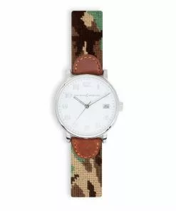 Smathers & Branson Camo Needlepoint Watch (Silver)