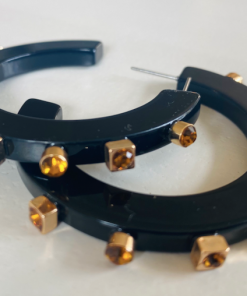 Smith & Co. Jewelry City Girl Jewel Hoop (Black/Gold) Small