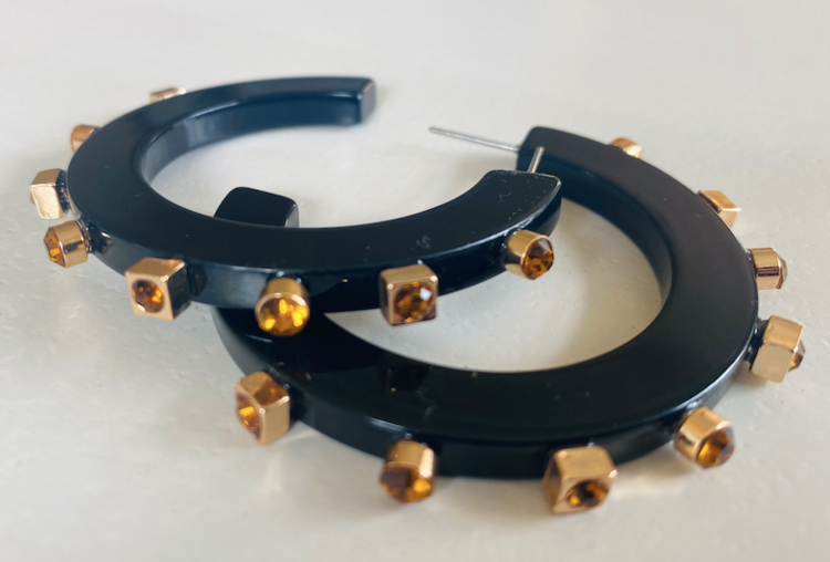 Smith & Co. Jewelry City Girl Jewel Hoop (Black/Gold) Small 3 Smith & Co. Jewelry City Girl Jewel Hoop (Black/Gold) Small